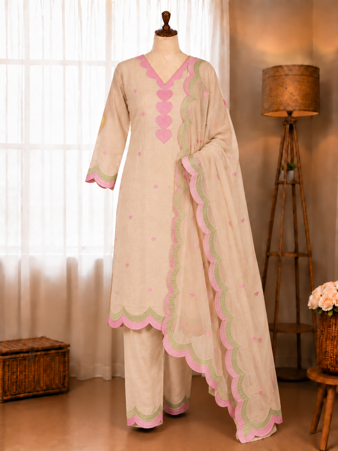 Blush Petal Chanderi Suit Set