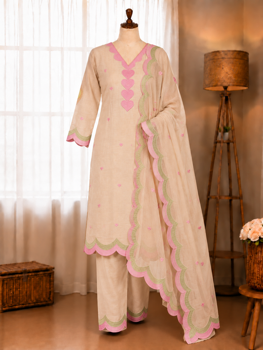 Blush Petal Chanderi Suit Set