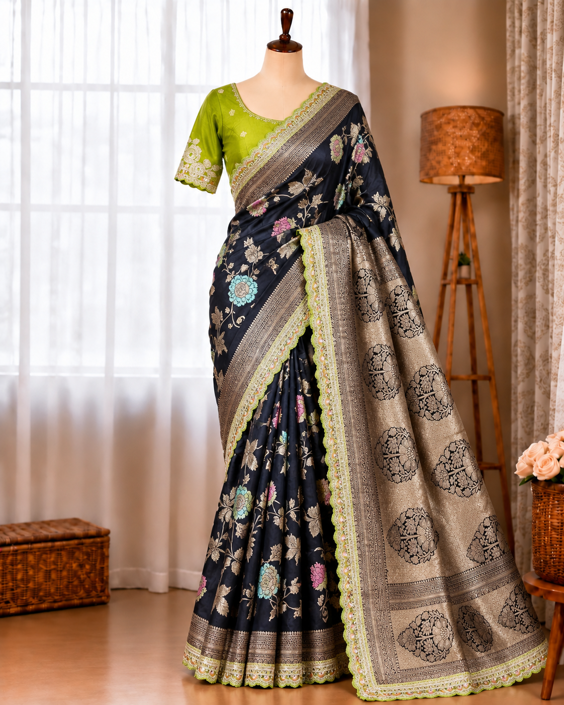 Elegant Dolla Silk Embroidered Saree with Unstitched Blouse