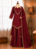 Elegant Roman Glass Mirror Work Palazzo Suit