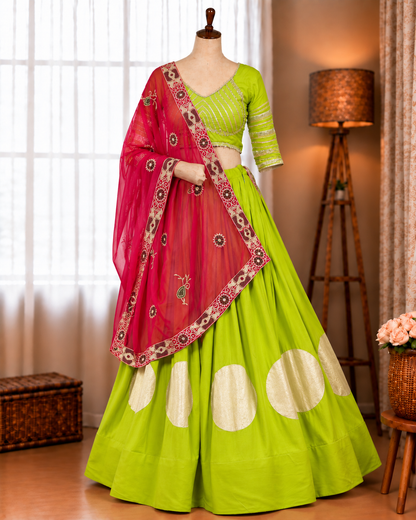 Premium Magenta Rayon Lehenga Choli with Heavy Vintage Embroidered Dupatta
