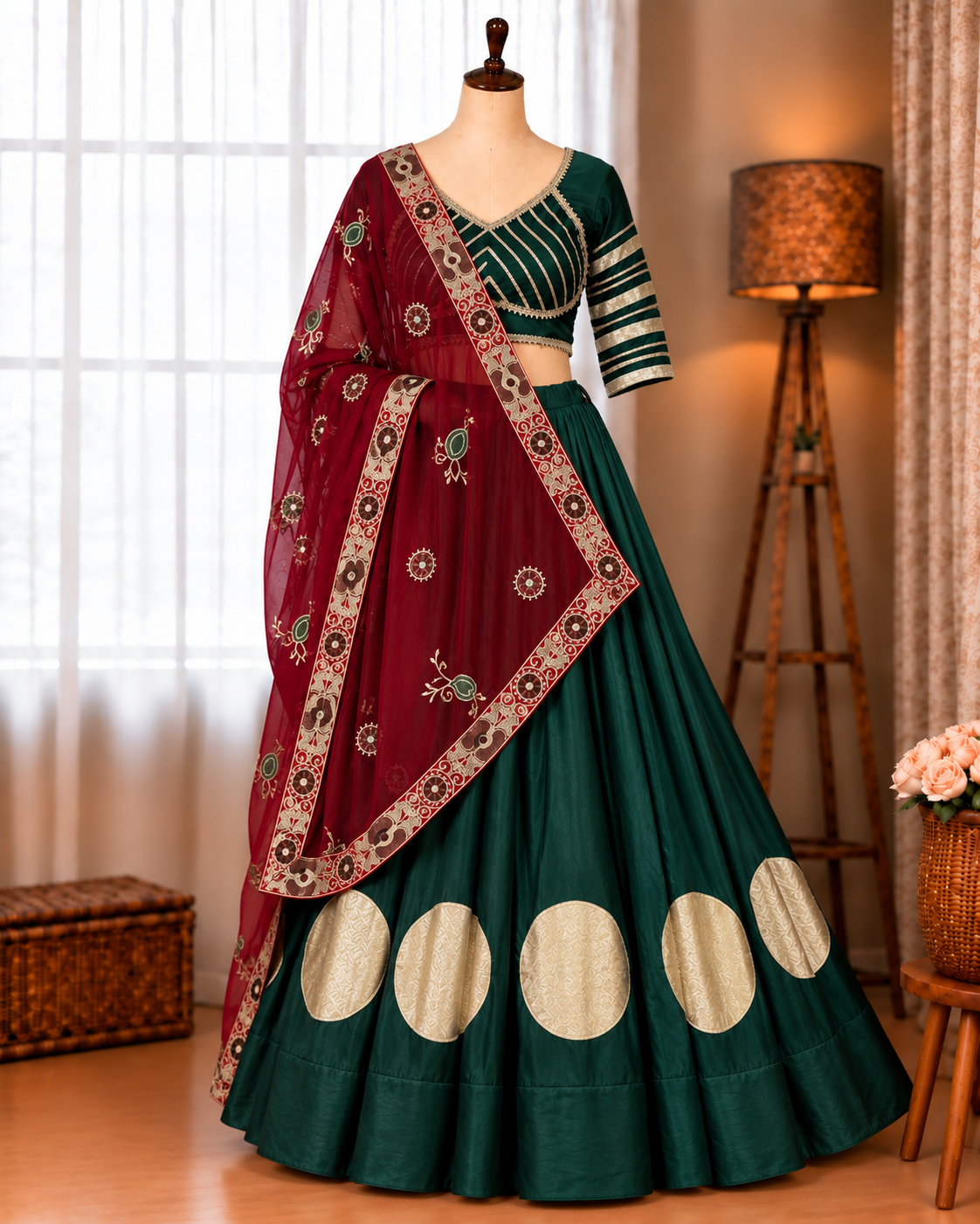 Premium Magenta Rayon Lehenga Choli with Heavy Vintage Embroidered Dupatta