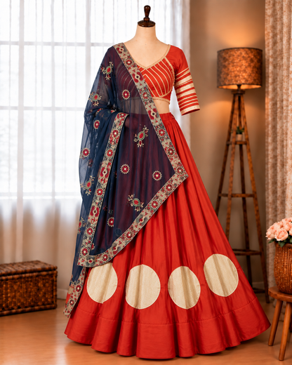 Premium Magenta Rayon Lehenga Choli with Heavy Vintage Embroidered Dupatta