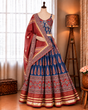 Natural Crepe Digital Ajrakh Print Work Navratri Lehenga