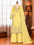 Yellow Color Crunchy Sequience Work Top Pent