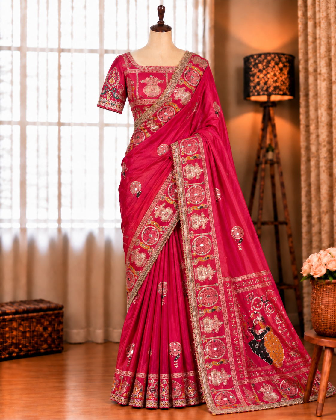 Karva Choth special Dola SIlk With Moti Work Saree