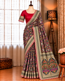 Beautifull Row Silk With Hand Daying Embroidery Work Saree