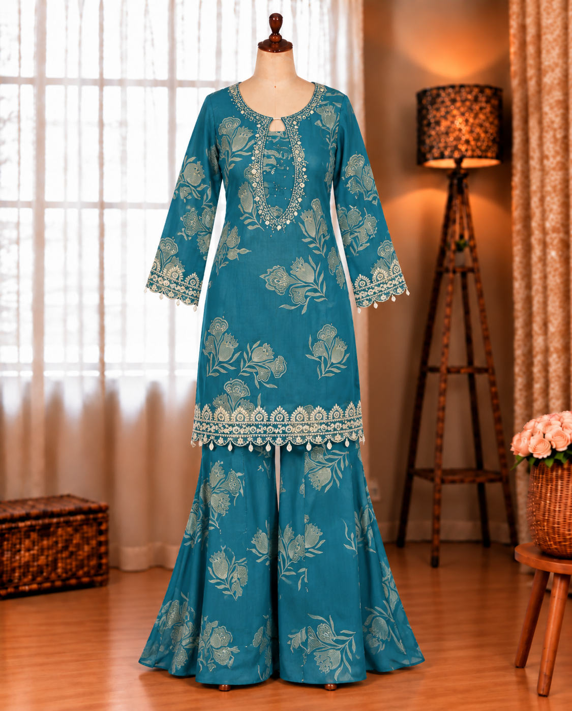 Beautifull Faux Georgette Embroidery Work Top Pent