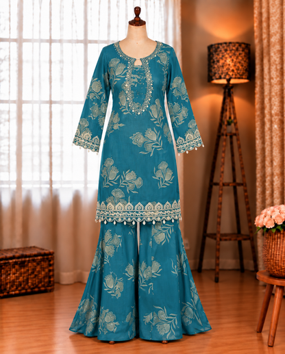 Beautifull Faux Georgette Embroidery Work Top Pent