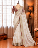 Beautifull Space Silk With Embroidery Work Saree