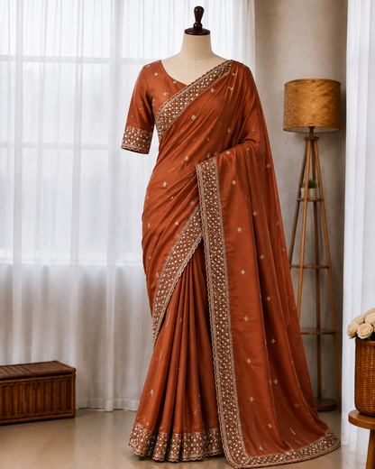 Pure Soft GEORGETT Silk Saree Embroidery Sequence Work