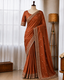 Pure Soft GEORGETT Silk Saree Embroidery Sequence Work