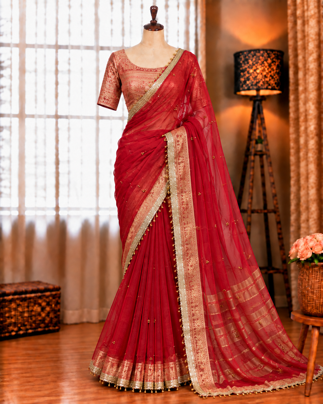 Most Viral Ghunghroo Tissue Fabric With Jacquard Work Saree