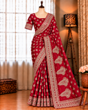 Red Color Pure Silk With Coding Work Saree