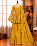 Yellow Color Fandy Silk With Zari Work Top Pent
