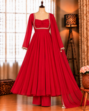 Red Color Georgette Embroidery Work Anarkali