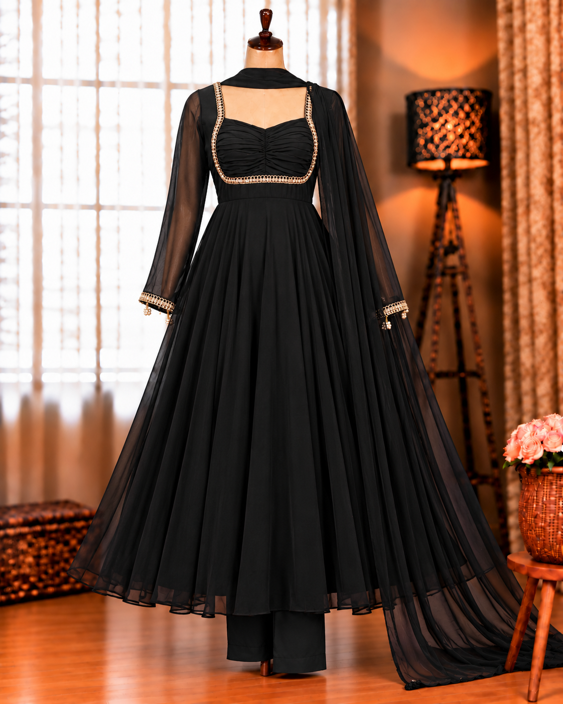 Black Color Georgette Sequience Work Anarkali