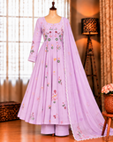 Beautifull Mul Chanderi With Embroidery Work Top Pent