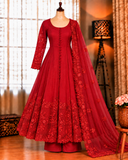 Red Color Vichitra Silk With Sequience Work Anarkali
