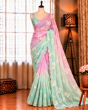 Beautifull Crunchy Silk With Embroidery Work Saree