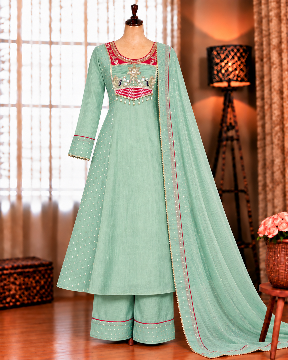 New Arrival SalsaButt Silk With Embroidery Work Top Pent