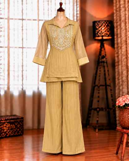 Beautifull Mosko Embroidery Sequience Work Top Pent