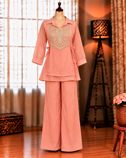 Beautifull Mosko Embroidery Sequience Work Top Pent