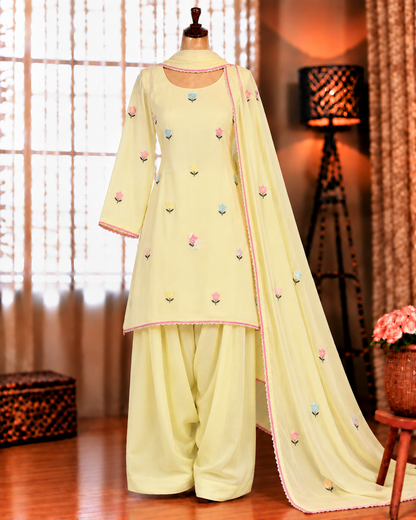 Beige Color Chanderi Cotton With Sequience Work Top Farshi