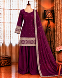 Beautifull Fendy Silk With Embroidery Sequience Work kurta Farshi