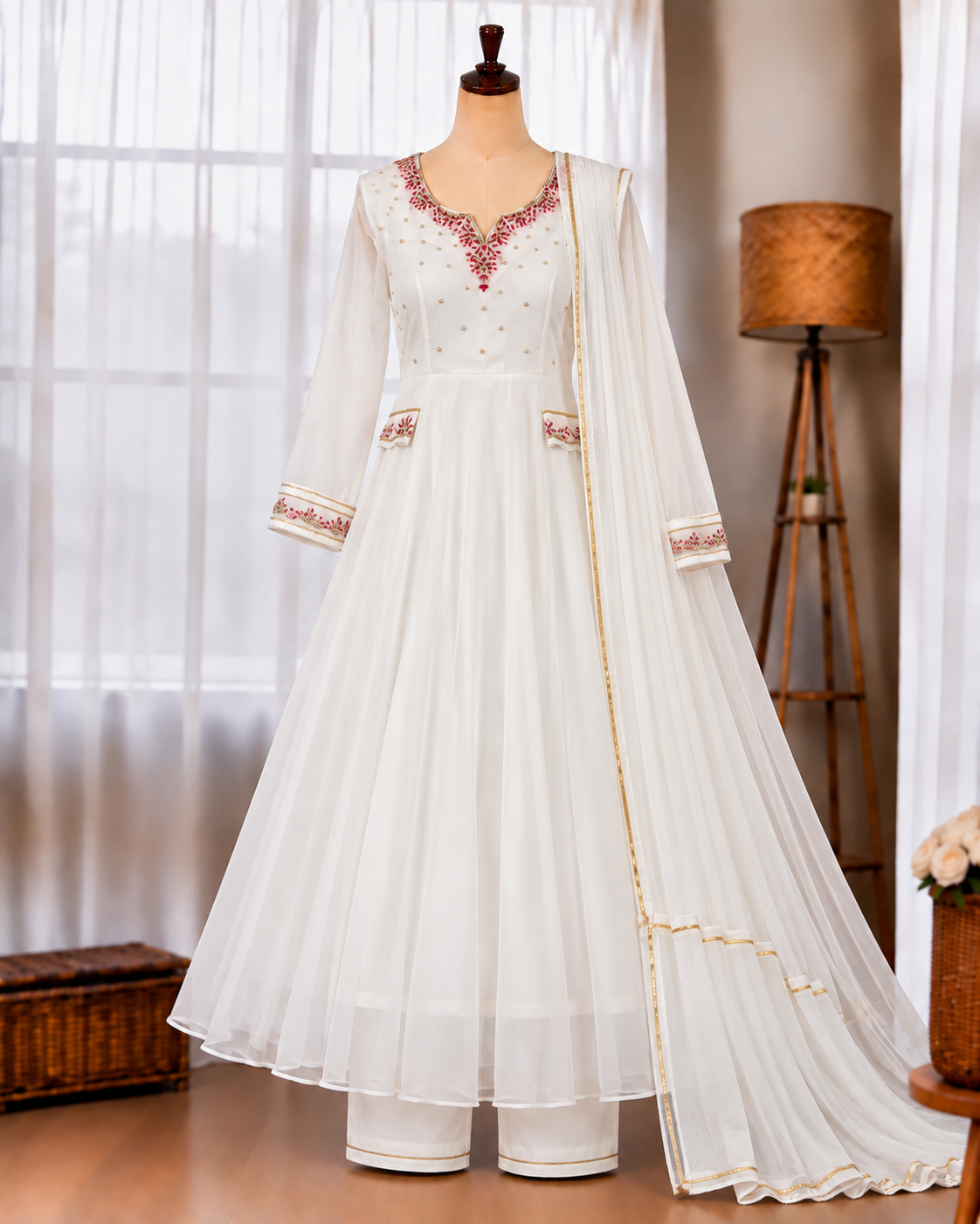 Heavy Fox Georgette Gown with Handwork & Dupatta