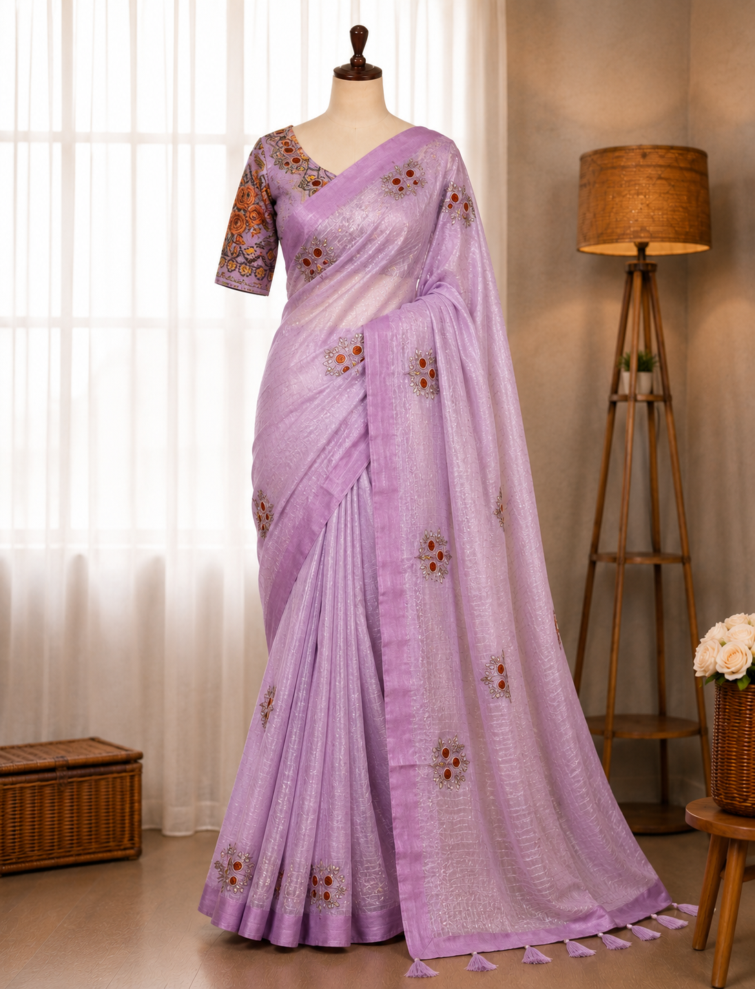 Beautifull Tissue Silk With Cut Work Saree