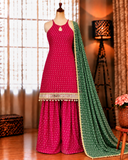 Heavy Faux Georgette Top Palazzo Set with Digital Print & Mirror Work