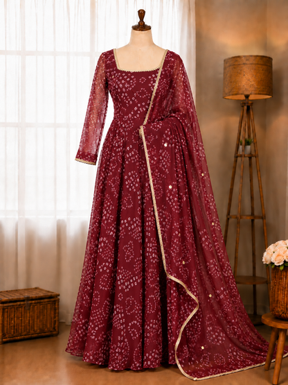 Red Color Beautifull Faux Georgette Print Work Top Pent