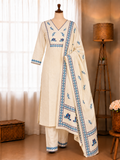 Beautifull Khadi Cotton With Digital Sequns Work Top Pent