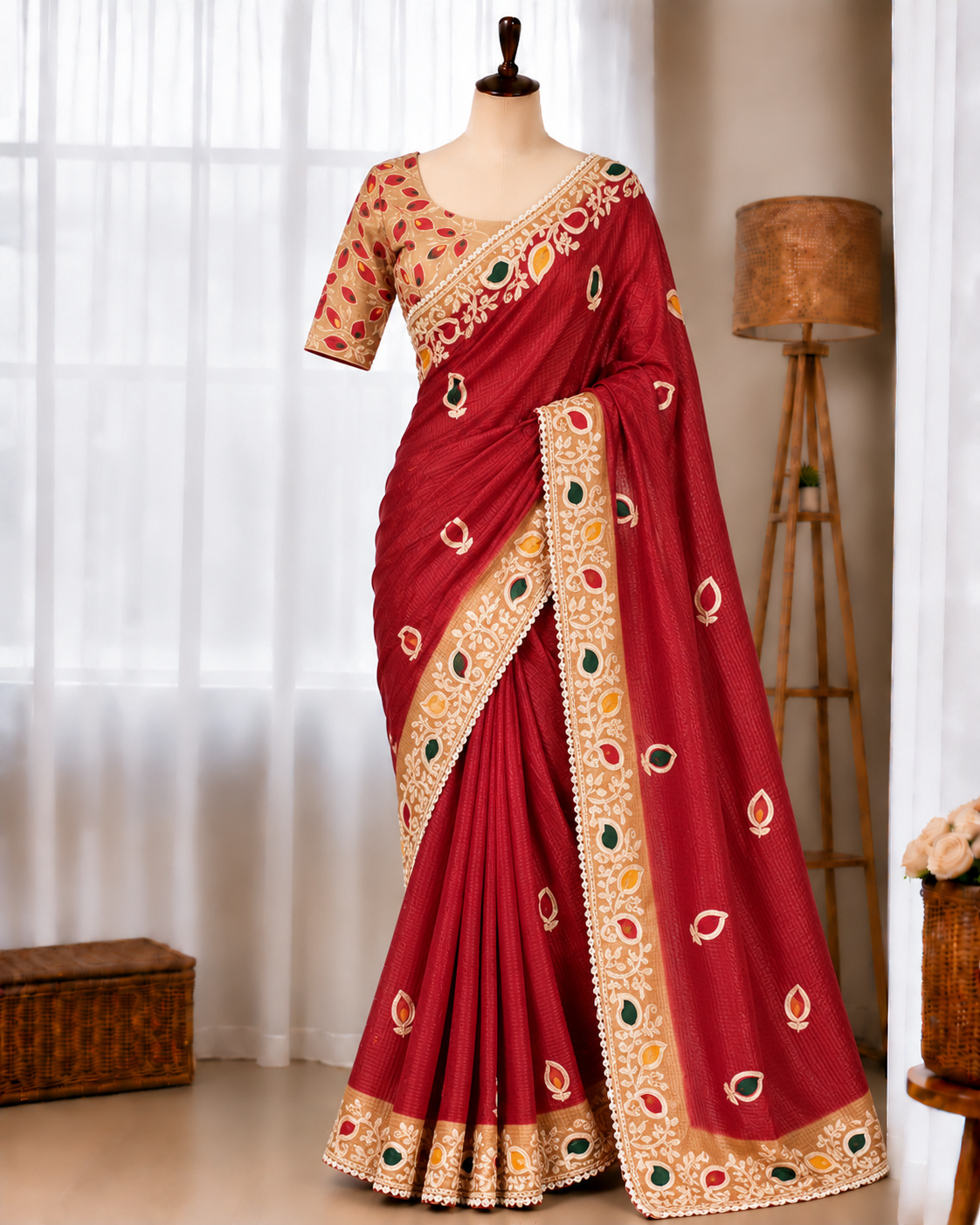 Kota Doria Threadwork Designer Saree