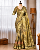Olive Zari Royale – Pure Glass Tissue Silk Saree