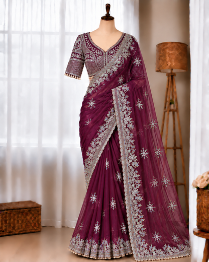 Soft Butterfly Net Designer Saree