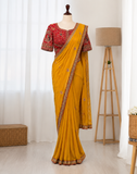 Treditional Look With Two Tone Silk WIth Embroidery Work Saree