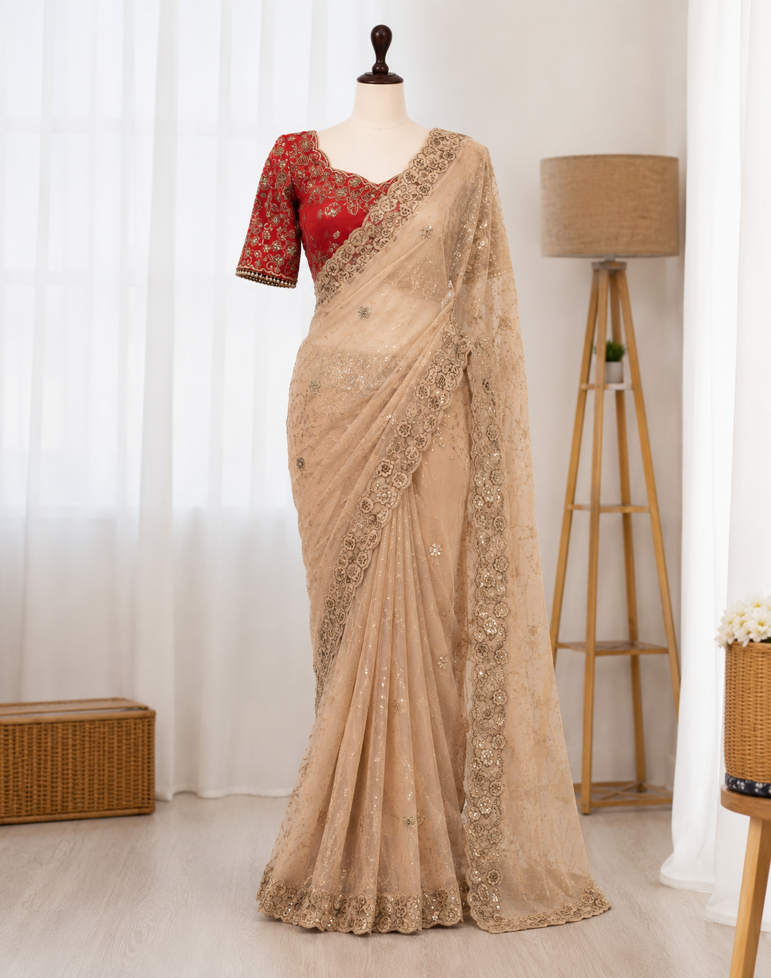 Beautifull Two Tone Silk With Embroidery Work Saree
