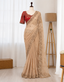 Beautifull Two Tone Silk With Embroidery Work Saree