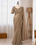 Beautifull Butterfly Net With Sequience Work Saree