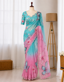 Beautifull Soft Tabby With Real Mirror With Butterfly Work Saree