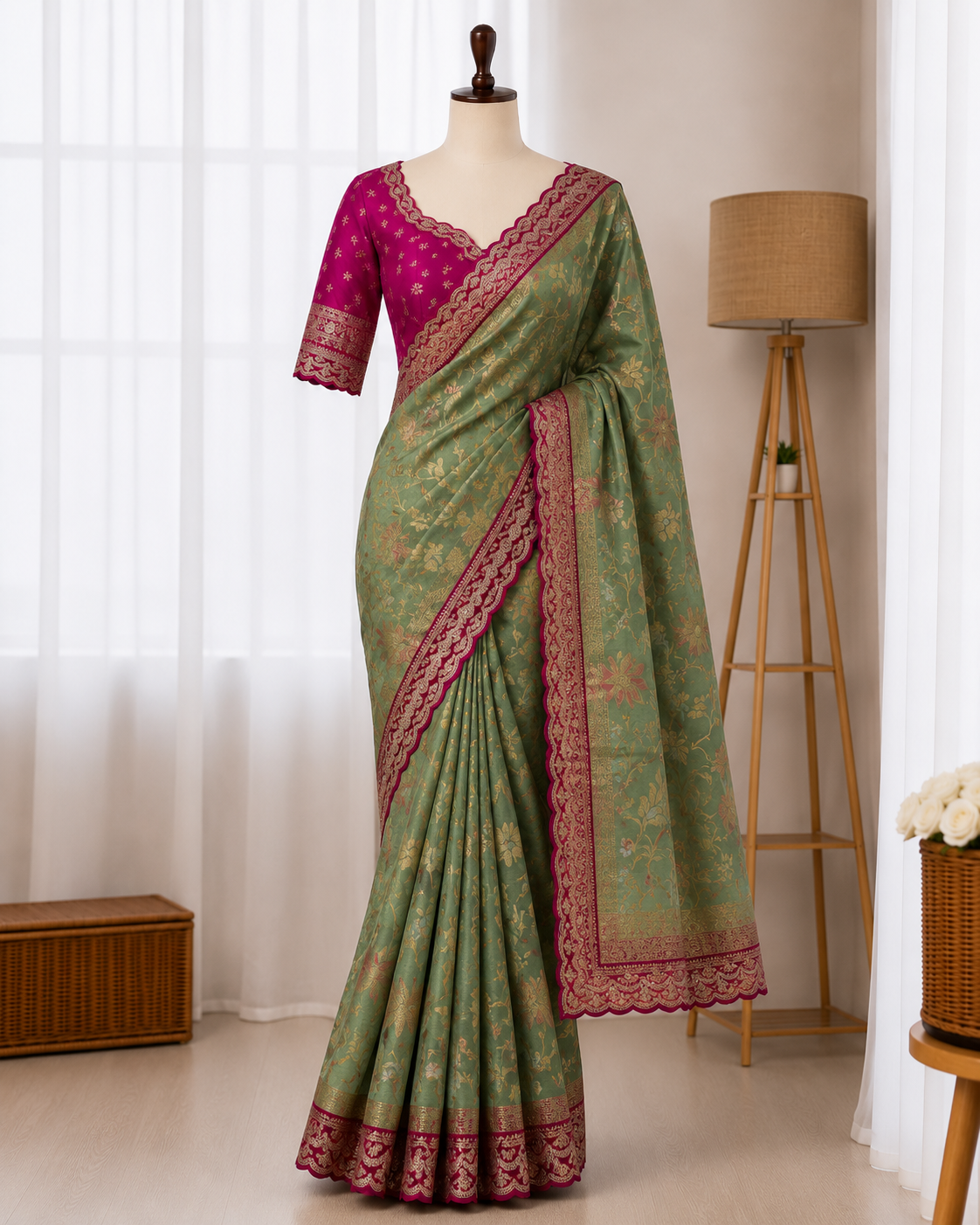 Beautifull Dolla Silk With Meenakari Zari Work Saree