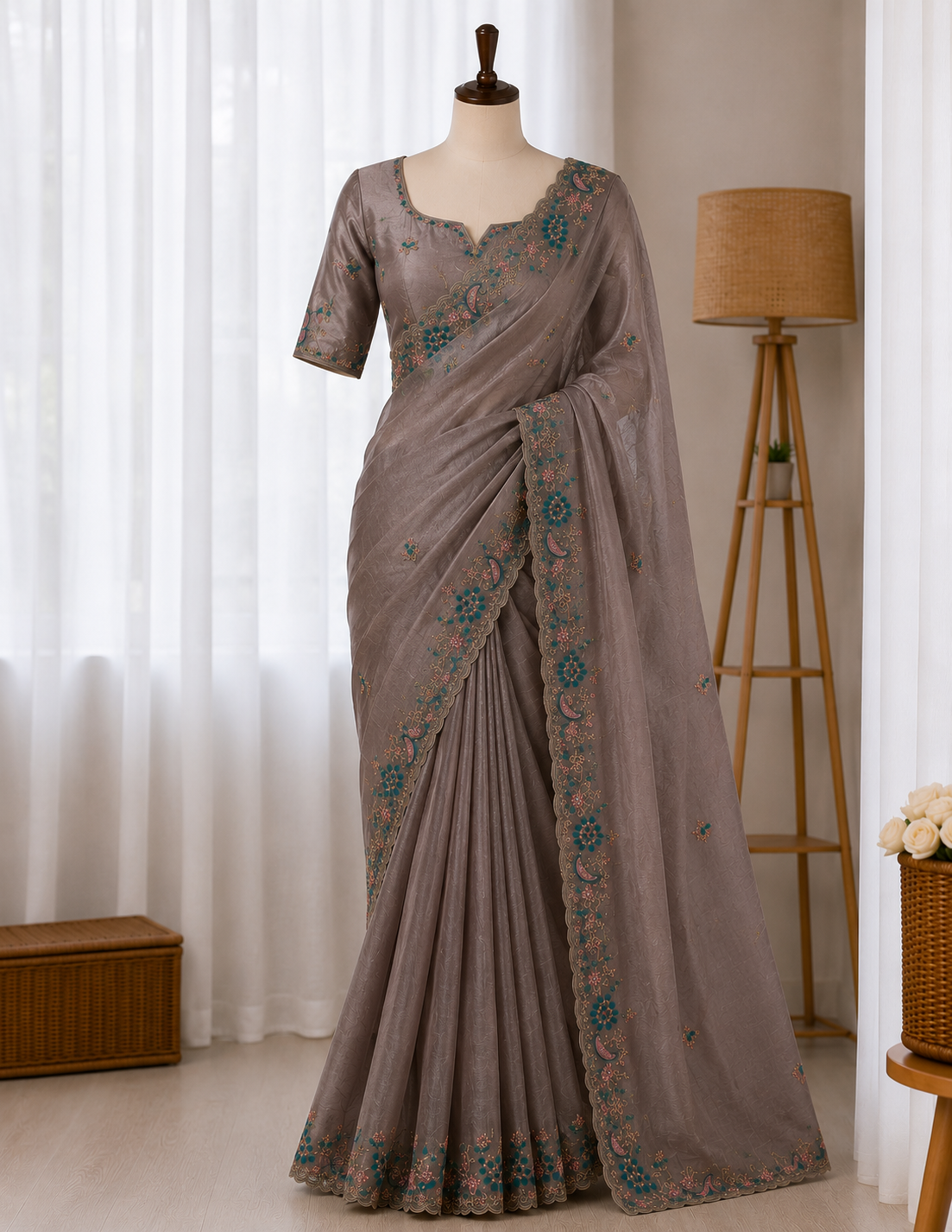 Beautifull Soft Rich Silk With Embroidery Work Saree