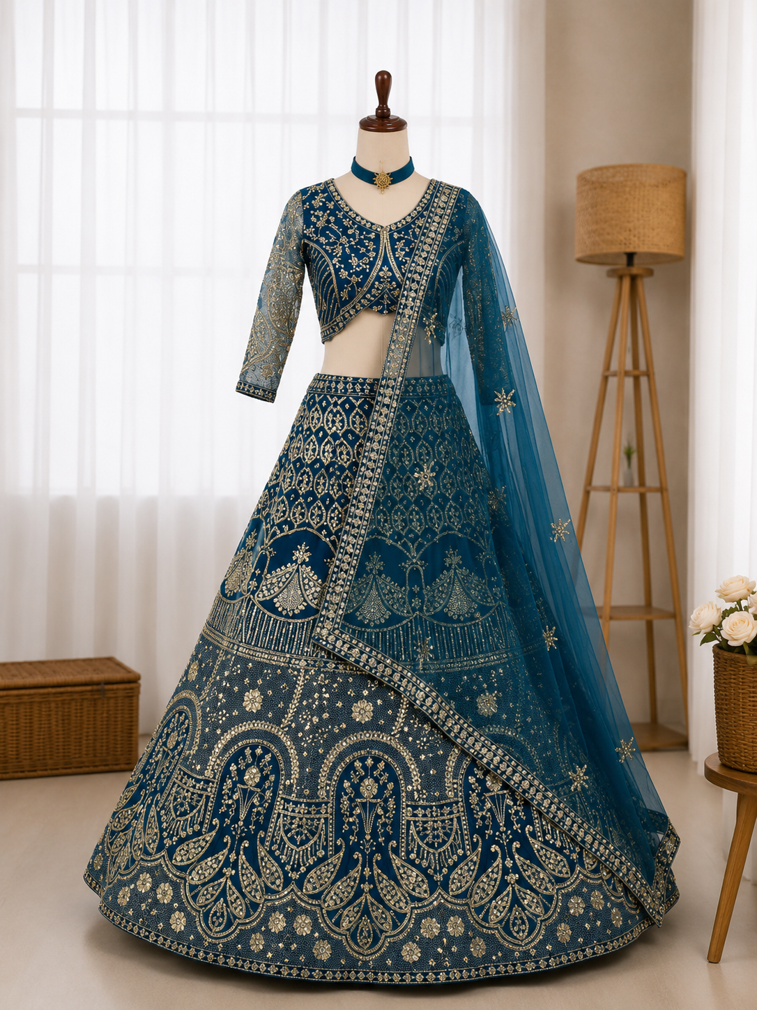 Beautifull Butterfly Net With Sequience Coding Work Lehenga