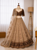 Beautifull Beige Color Kasturi Silk With Sequience Work Lehenga