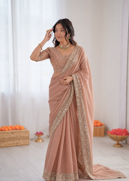 Tibby Silk Embroidered Saree Set