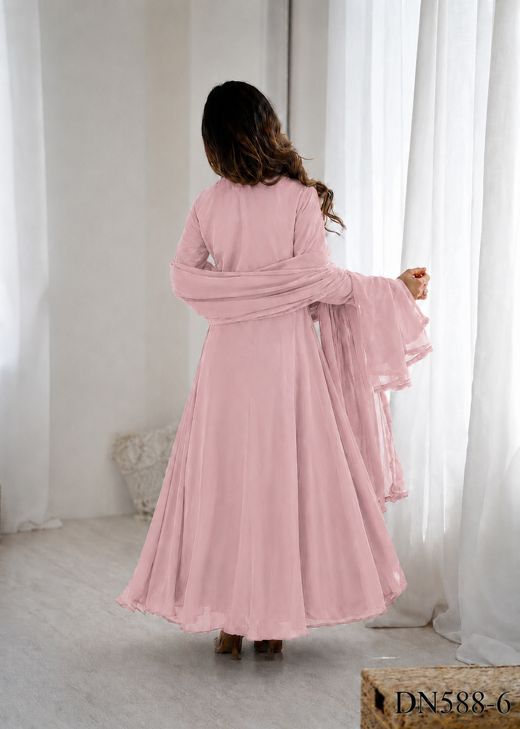 Beautiful Soft Rich Heavy Fox Georgette With Hand Work Gown Set