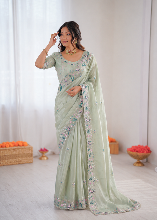 Beautifull Soft Rich Silk With Embroidery Work Saree