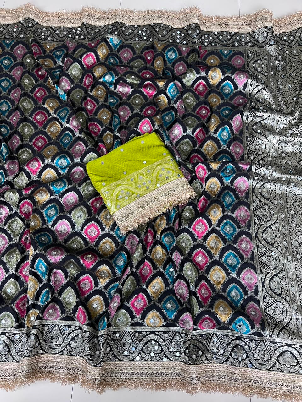 Heavy Satin Silk Banarasi Zari Rangkat Work Saree
